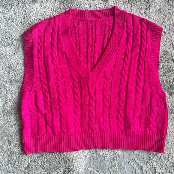 Hot Pink Sweater Vest - Picture 1 of 2